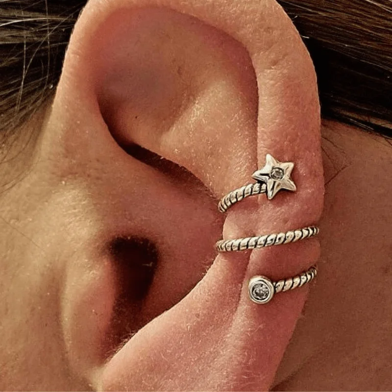 trendy bracelets for women -Star Twist Ear Cuff