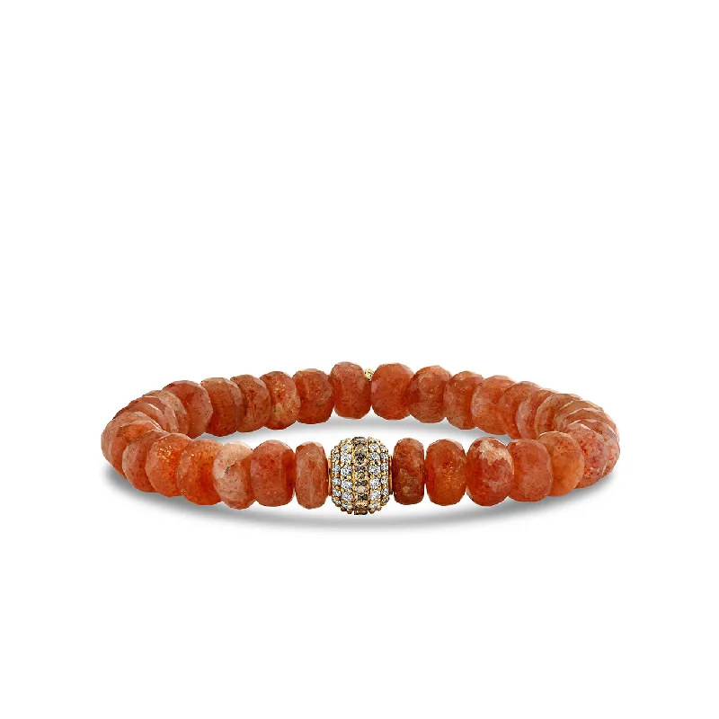 double-layer bracelets for women -Gold & Diamond Mala Bead on Sunstone