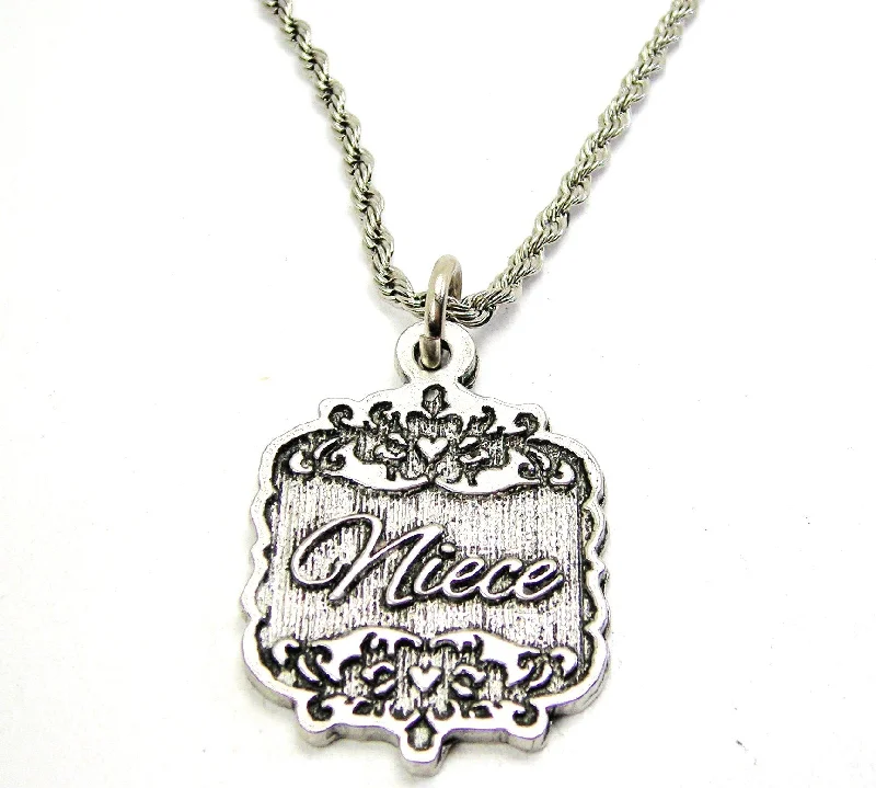 floral necklaces for women -Niece Victorian Scroll Single Charm Necklace