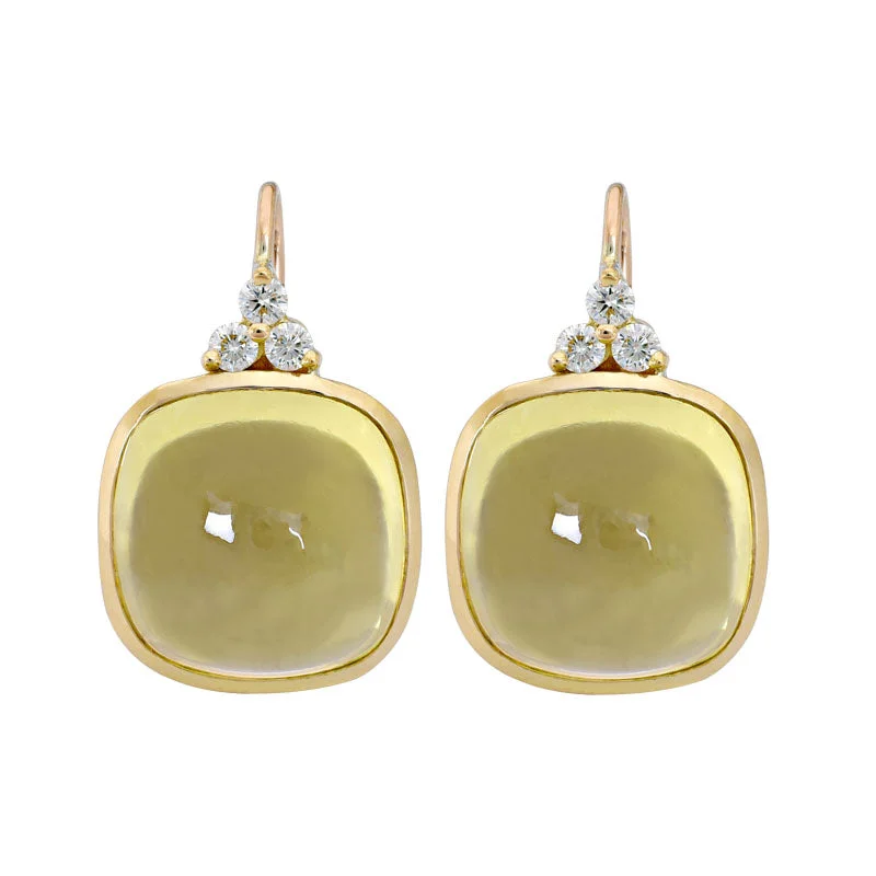 pearl earrings for women -Earrings- Lemon Quartz and Diamond