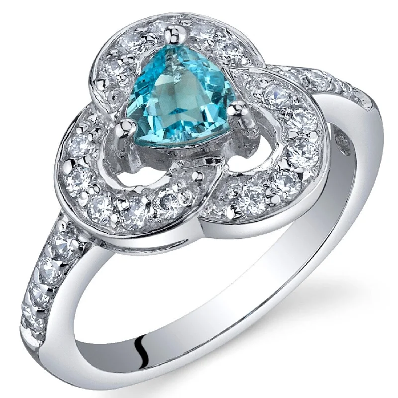 fashion gemstone rings for women -Sterling Silver 0.5 ct Swiss Blue Topaz Birthstone Ring