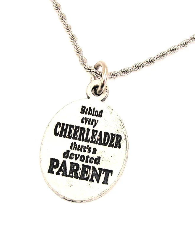 simple chain necklaces for women -Behind Every Cheerleader There's A Devoted Parent Single Charm Necklace