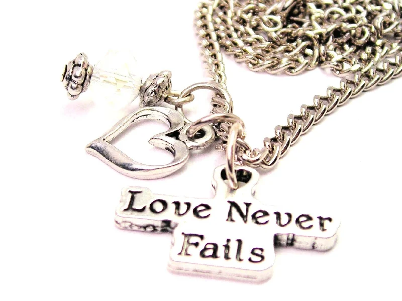 vintage necklaces for women -Love Never Fails Necklace with Small Heart