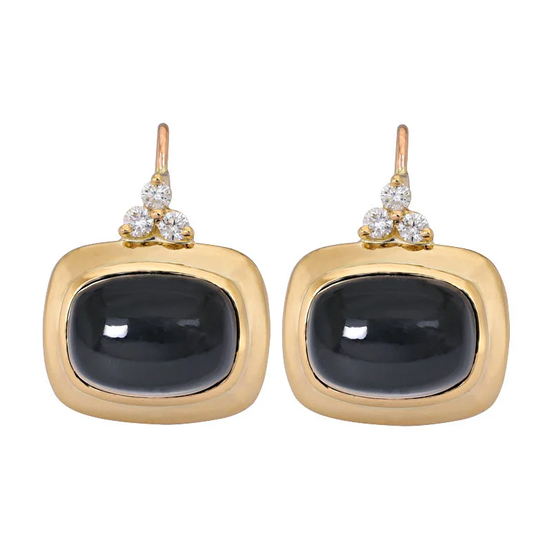 crystal earrings for women -Earrings- Black Onyx and Diamond