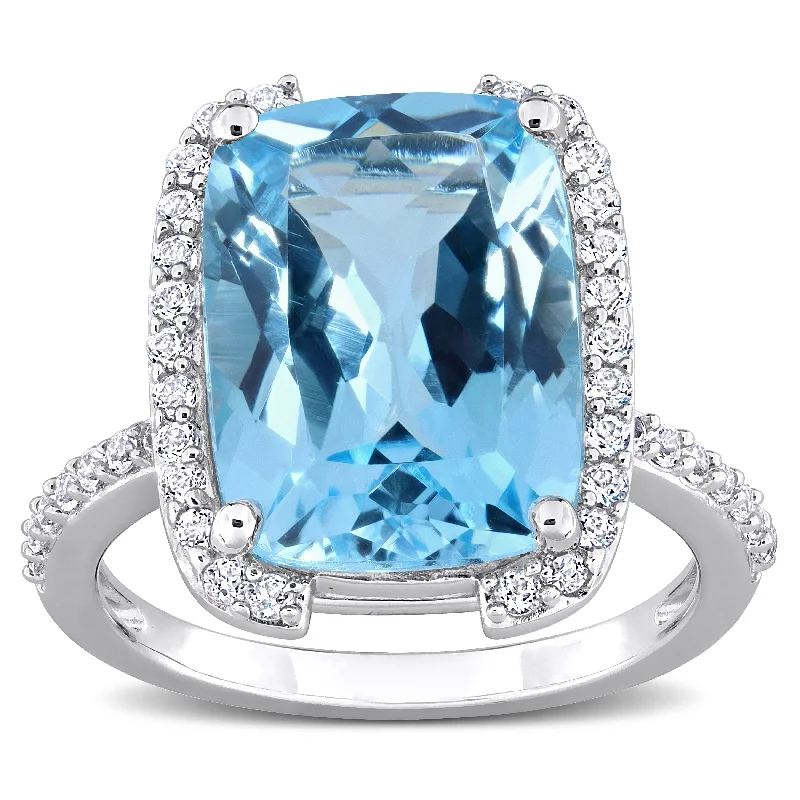 heart diamond rings for women -Miadora 9 2/5ct TGW Sky Blue and White Topaz Fashion Ring in Sterling Silver