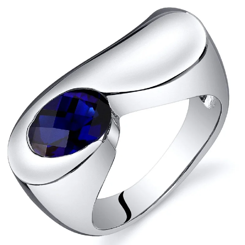 thick gold rings for women -Sterling Silver 1.75 ct Created Sapphire Solitaire Ring