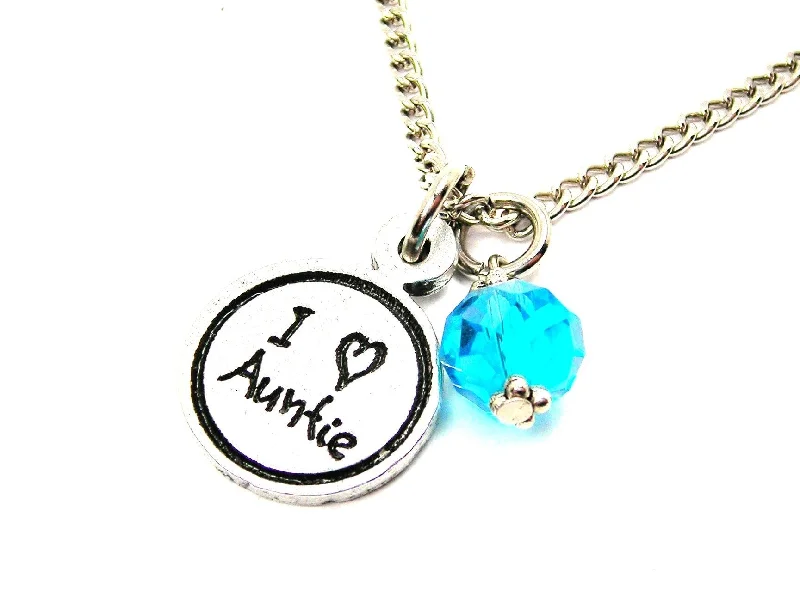 adjustable gold necklaces for women -I Love Auntie Child Handwriting Necklace With Crystal Accent