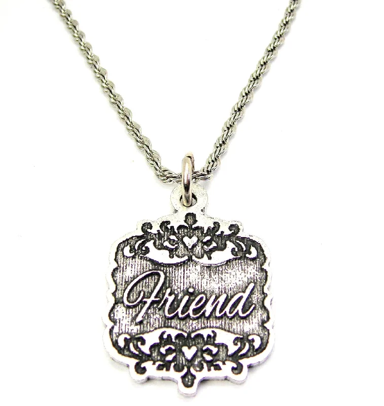 jewelry sets with necklaces -Friend Victorian Scroll Single Charm Necklace