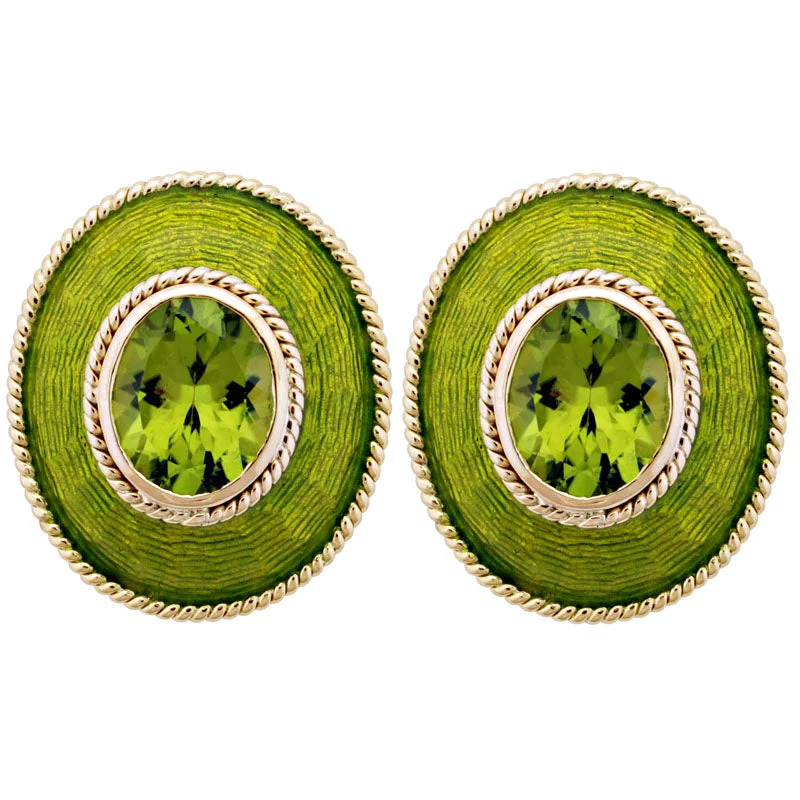 custom earrings for women -Earrings- Peridot (Enamel)