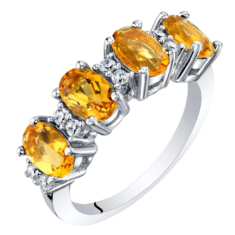 heart diamond rings for women -Sterling Silver 1.5 ct Citrine Birthstone Ring