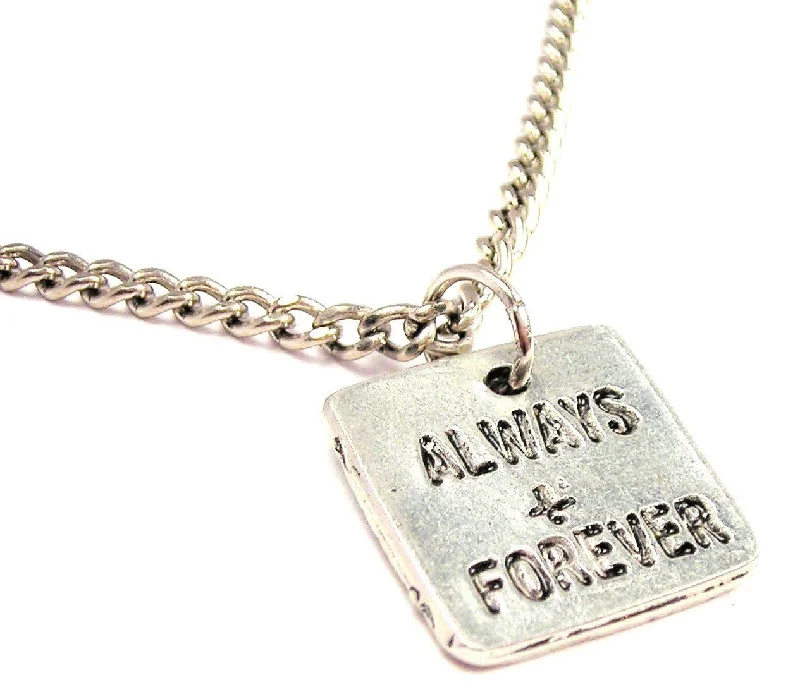 silver bar necklaces for women -Always And Forever Single Charm Necklace