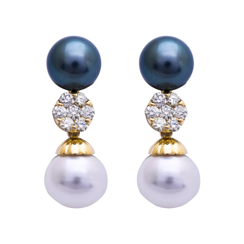 birthstone earrings for women -Earrings- South Sea Pearl and Diamond