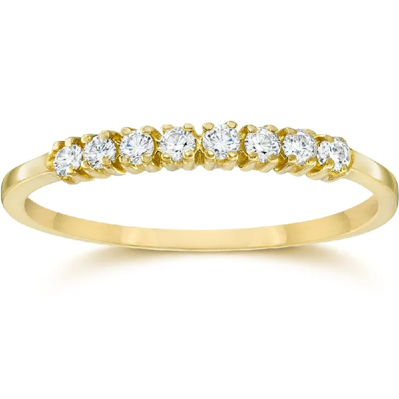 wedding rings with gemstones -1/5CT Diamond Wedding Anniversary Ring 10K Yellow Gold