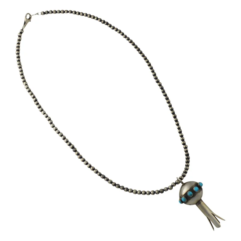 luxury wedding necklaces for women -Monica Smith Sterling Silver Navajo Pearls & Turquoise Blossom Necklace