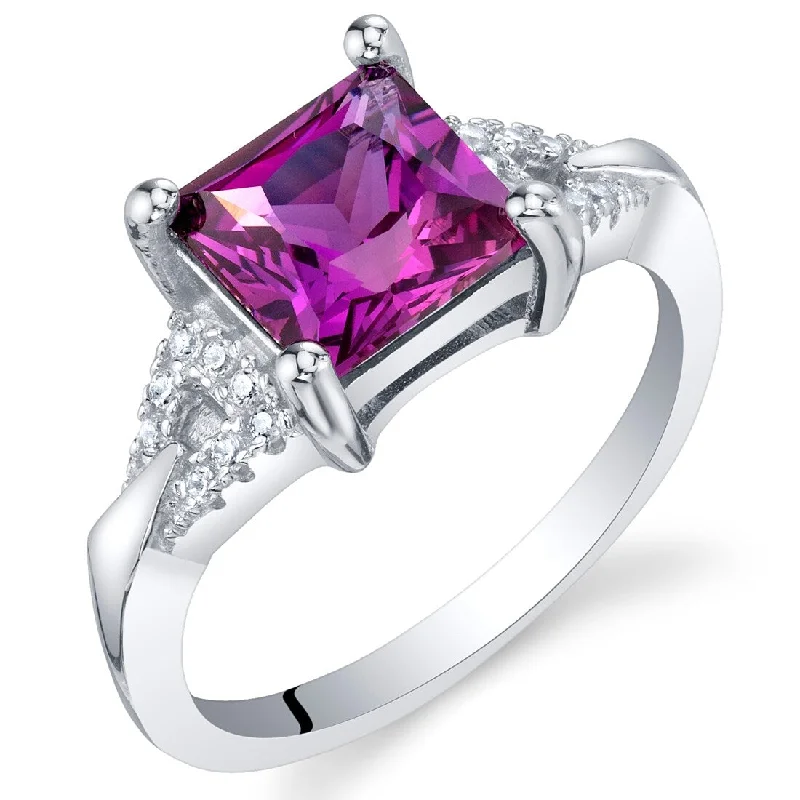 diamond wedding rings for women -Sterling Silver 2.25 ct Created Purple Sapphire Birthstone Ring