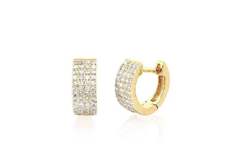 chic gold earrings for women -Diamond Jumbo Huggie Earrings