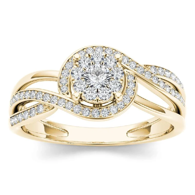 oval rings for women -De Couer 1/4ct TDW Diamond Bypass Cluster Ring (H-I, I2) - Yellow