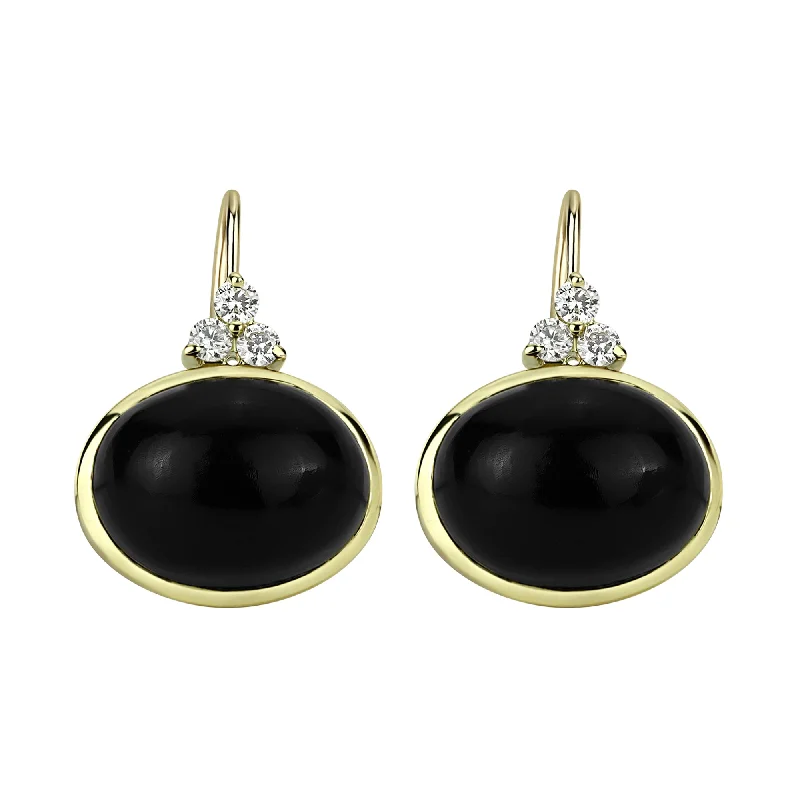 creative earrings for women -Earrings - Black Onyx And Diamond