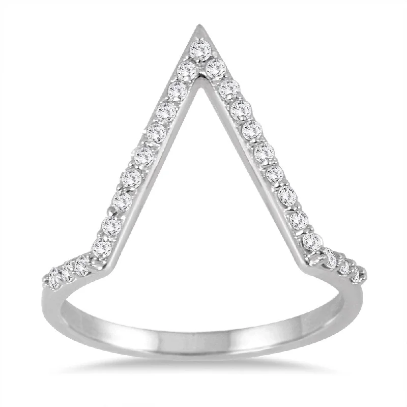 luxury diamond wedding rings -Marquee 1/4 Carat TW Open Diamond V Ring in 14K White