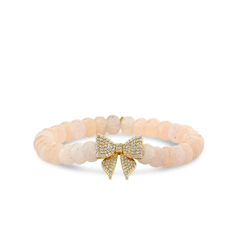 fashion bangles for women -Gold & Diamond Bow on Morganite