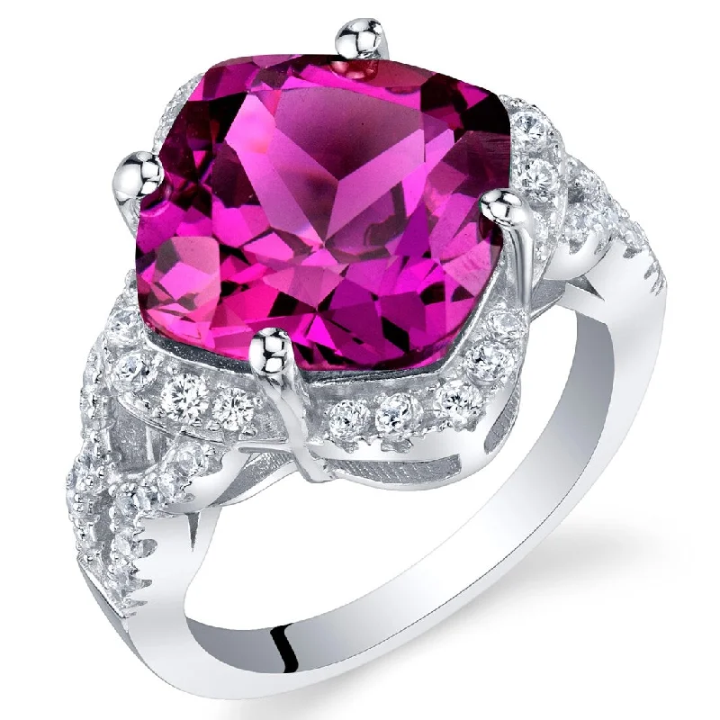 eternity diamond wedding rings -Sterling Silver 7.5 ct Created Purple Sapphire Halo Ring