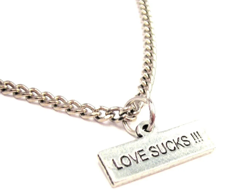 engraved necklaces for women -Love Sucks Single Charm Necklace