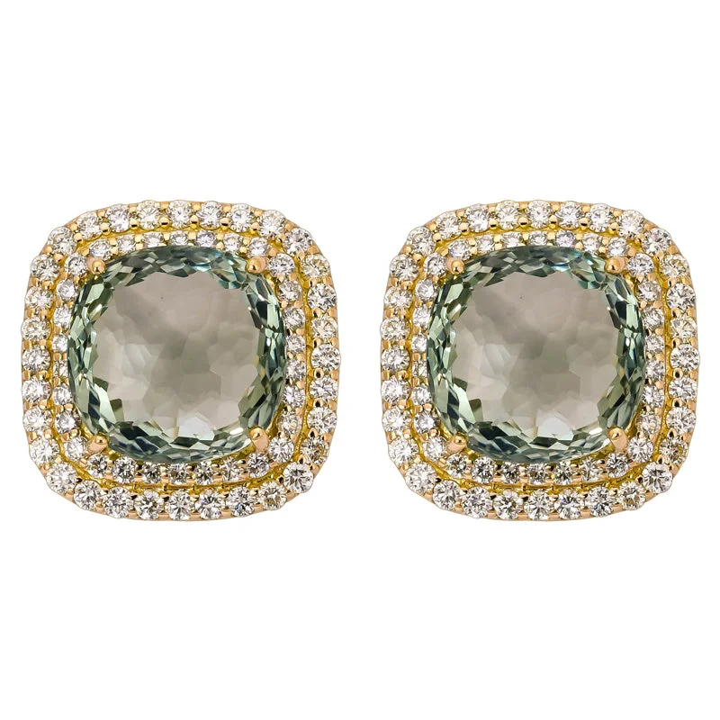 hoop earrings for women -Earrings- Green Quartz and Diamond