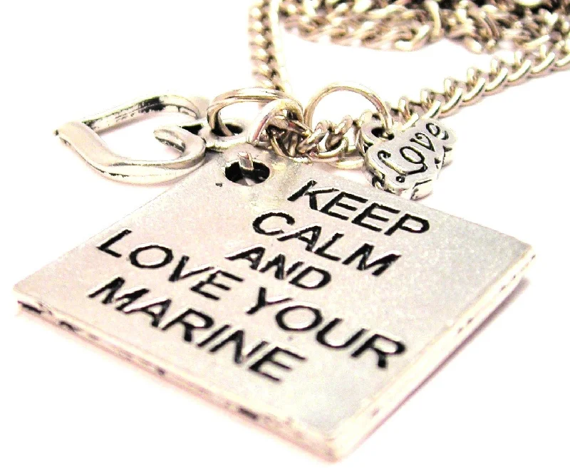 vintage necklaces for women -Keep Calm And Love Your Marine Little Love Necklace