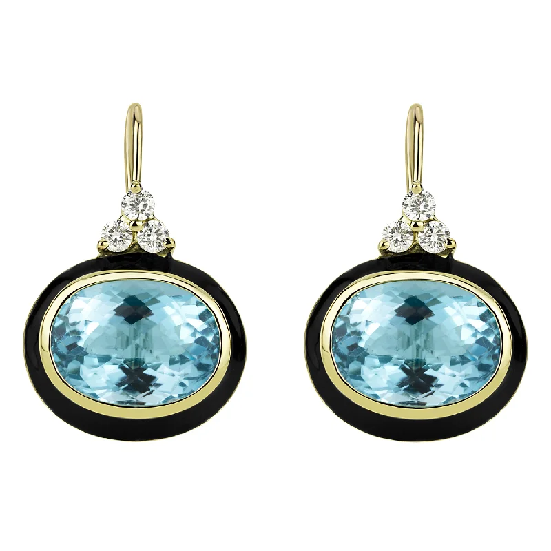 silver hoop earrings for women -Earrings - Blue Topaz And Diamond (enamel)