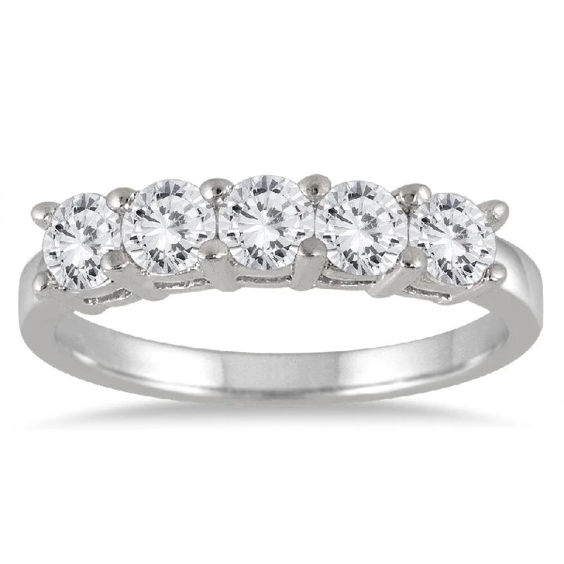 elegant diamond rings for women -Marquee Jewels 14k White Gold 1ct TDW Diamond Five Stone Anniversary Ring