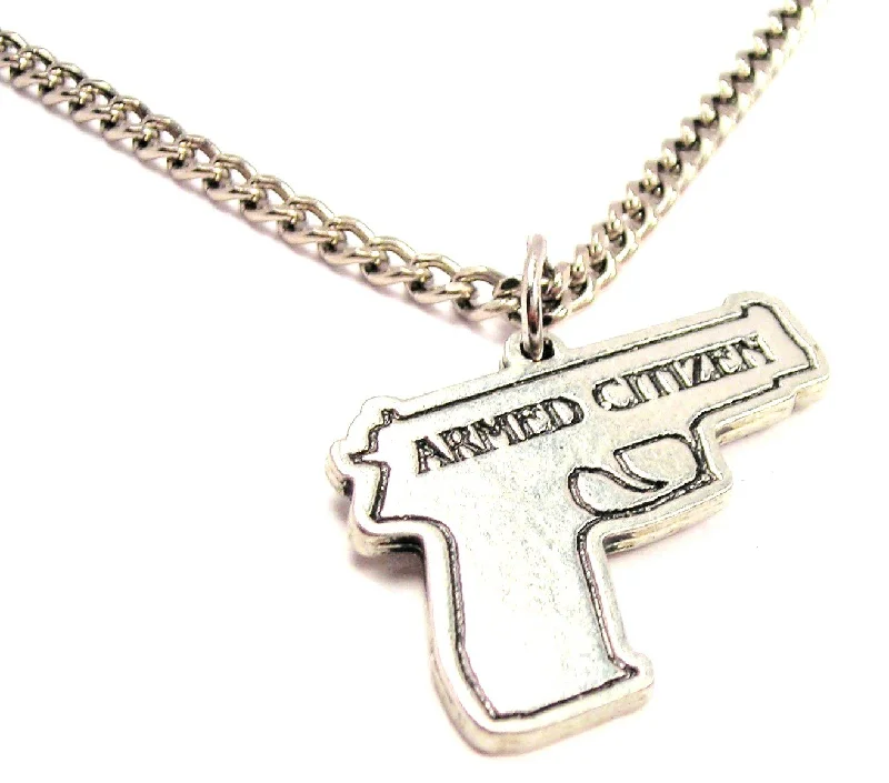 women's silver necklaces -Armed Citizen Single Charm Necklace