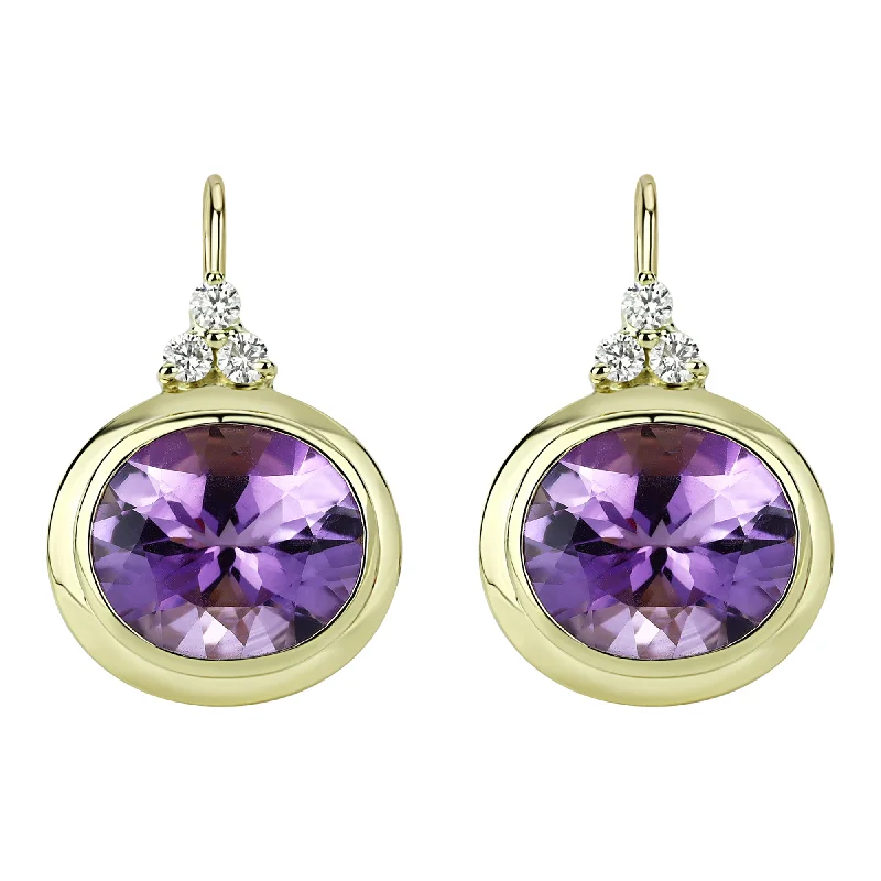 chic gold earrings for women -Earrings - Amethyst And Diamond