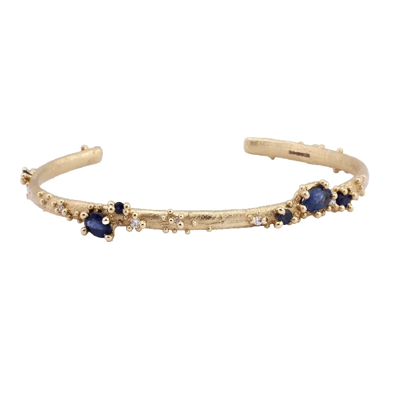 gemstone charm bracelets -Sapphire and Diamond Encrusted Cuff