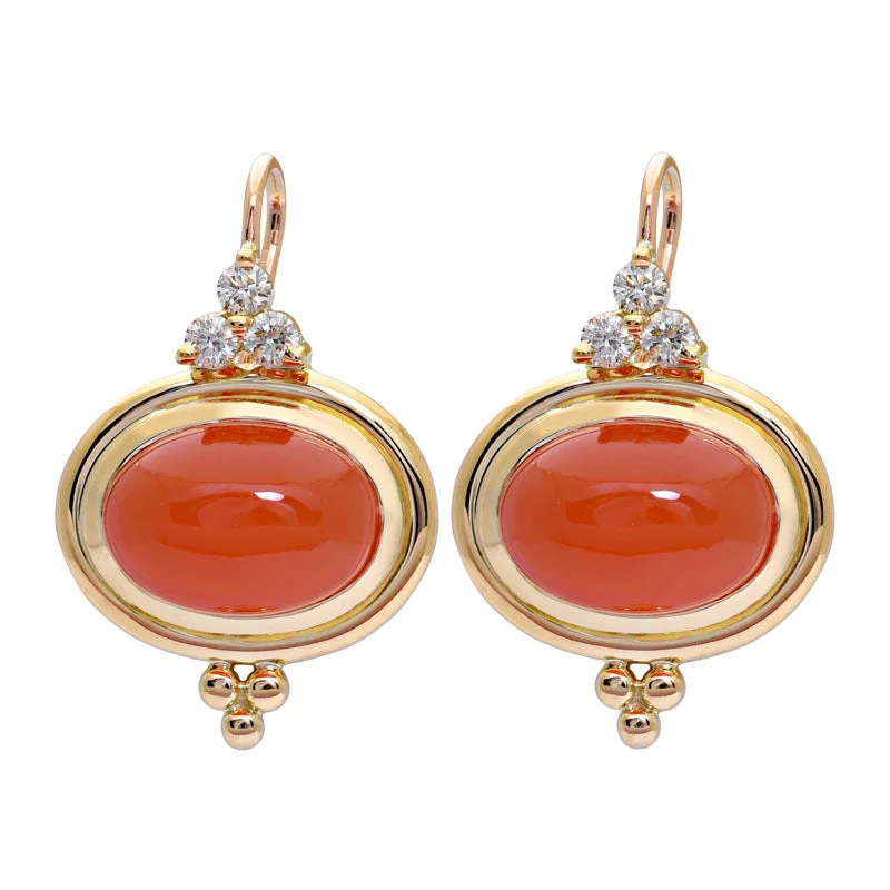 fancy earrings for women -Earrings- Cornelian and Diamond