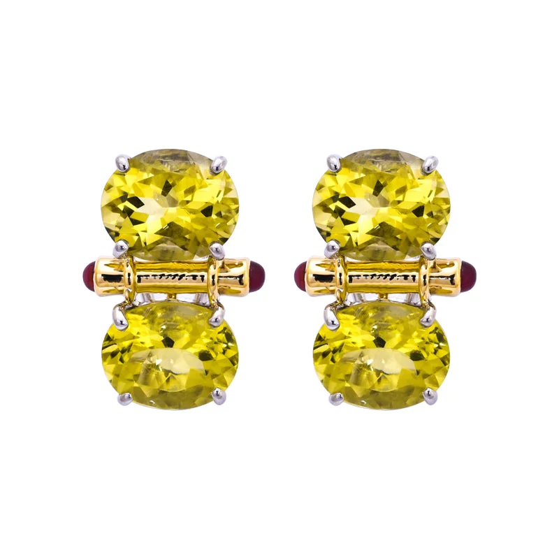 luxury ear cuffs -Earrings- Lemon Quartz and Ruby