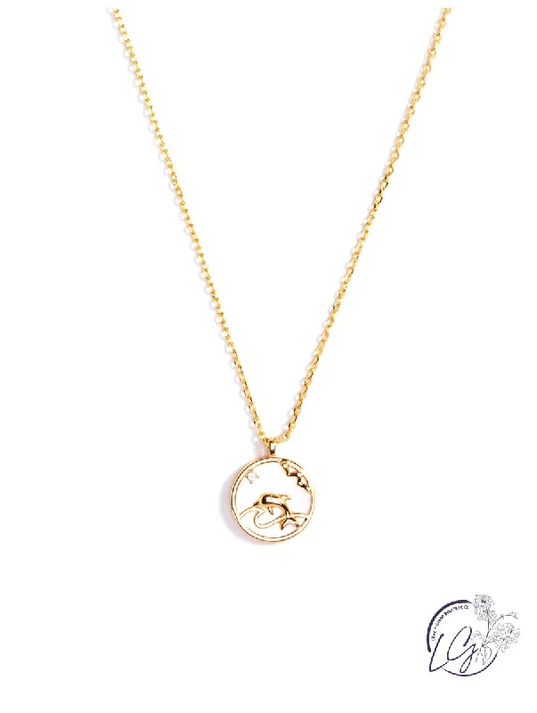 gold heart-shaped necklaces -Dolphin Scene Pendant Necklace