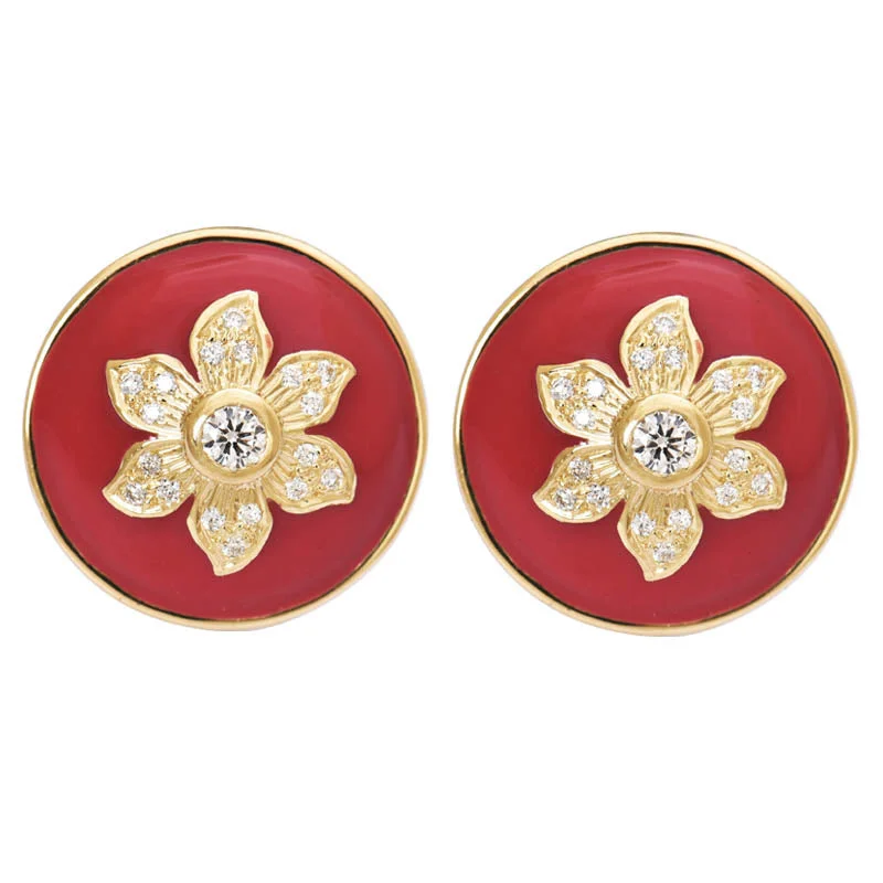 fancy earrings for women -Earrings- Diamond (Enamel)