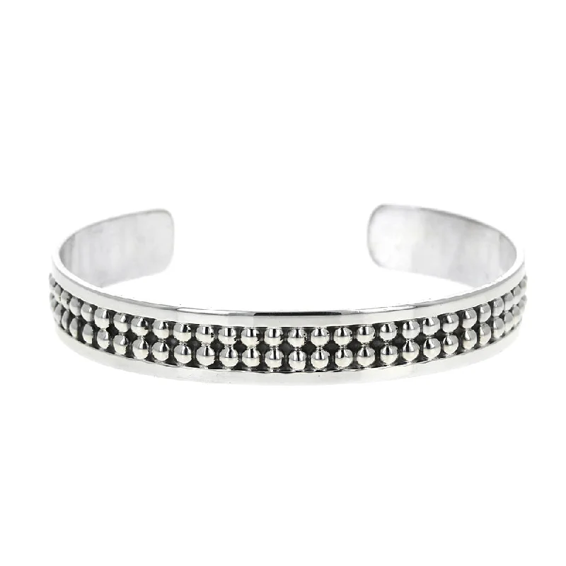 stackable bracelets for women -Double Row Beaded Cuff