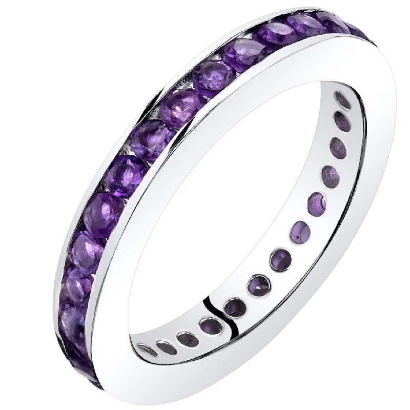 custom birthstone rings -Sterling Silver 1 ct Amethyst Birthstone Ring