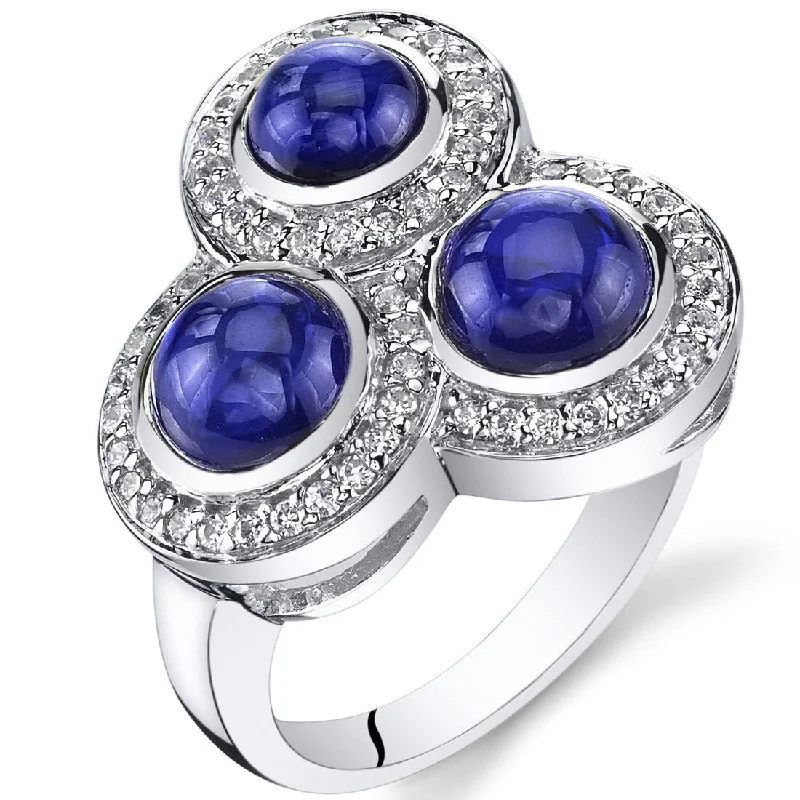 engraved rings for women -Sterling Silver 4 ct Created Sapphire Birthstone Ring