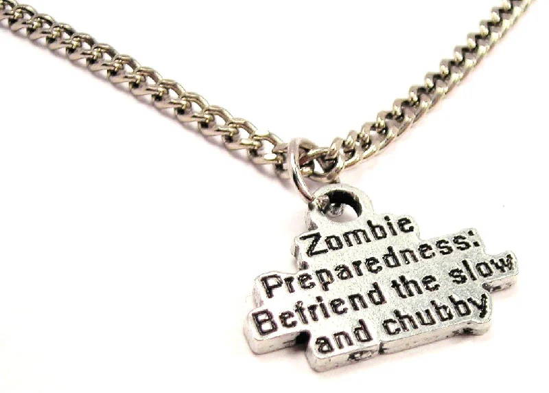 short necklaces for women -Zombie Preparedness: Befriend The Show And Chubby Single Charm Necklace