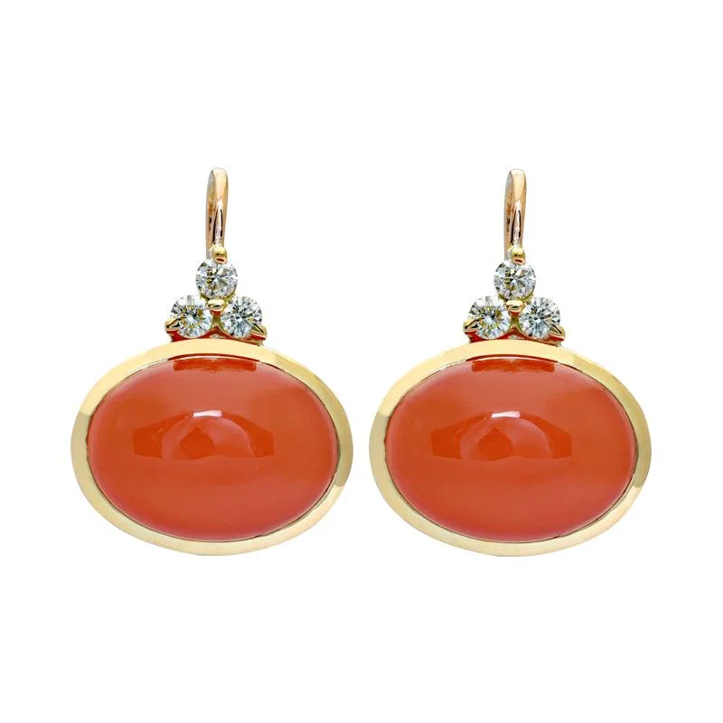 silver stud earrings for women -Earrings- Cornelian and Diamond