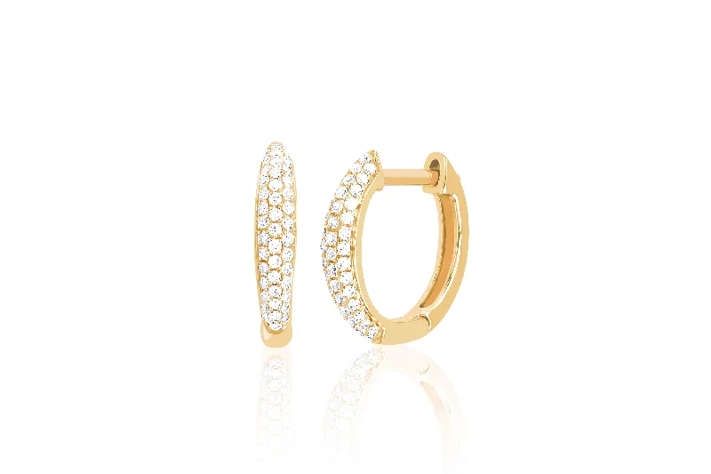 luxury hoop earrings for women -Diamond Dome Huggie Earring