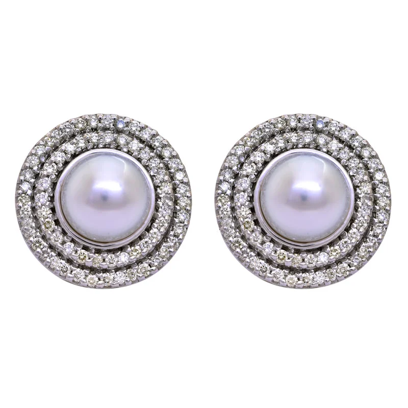 cute earrings for women -Earrings- South Sea Pearl and Diamond