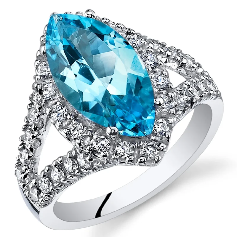 luxury diamond wedding rings -Sterling Silver 2.75 ct Swiss Blue Topaz Birthstone Ring