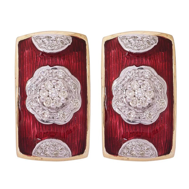 floral earrings for women -Earrings- Diamond (Enamel)