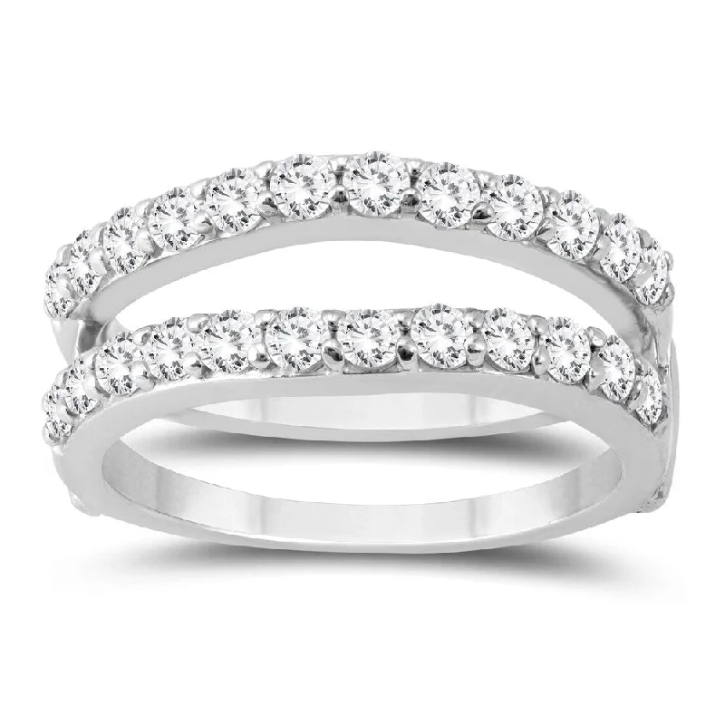 thick gold rings for women -1 Carat TW Diamond Insert Ring in 14K White Gold