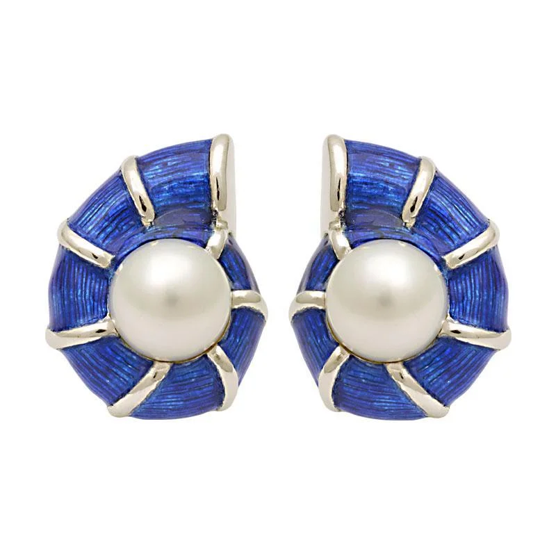 elegant gold earrings for women -Earrings-South Sea Pearl (Enamel)