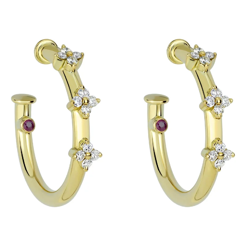 vintage earrings for women -Earrings - Ruby And Diamond