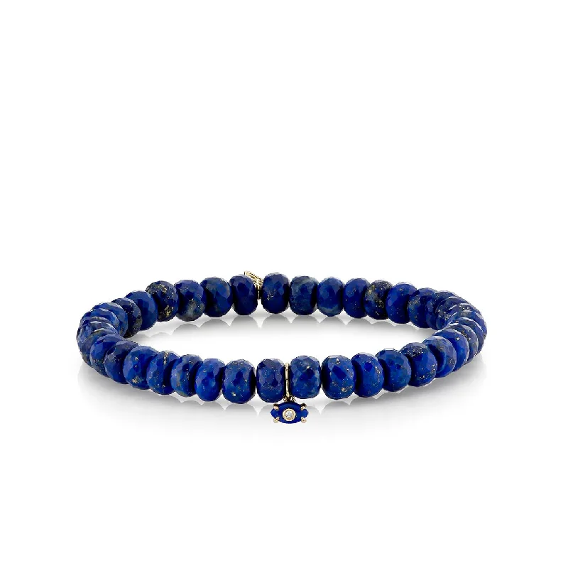 infinity bracelets for women -Gold & Diamond Tiny Carved Stone on Lapis